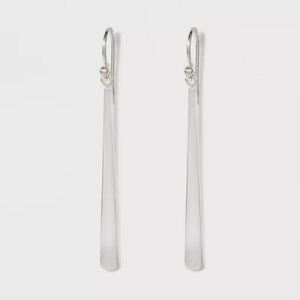 Silver Plated Polished Bar Dangle Earrings 